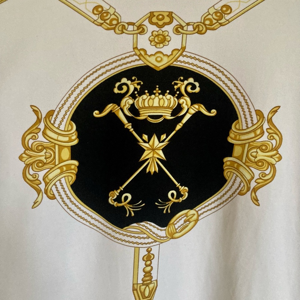 J.McLaughlin Catalina Cloth Medallion Chain Equestrian Crown Print Resort Top - Picture 13 of 16